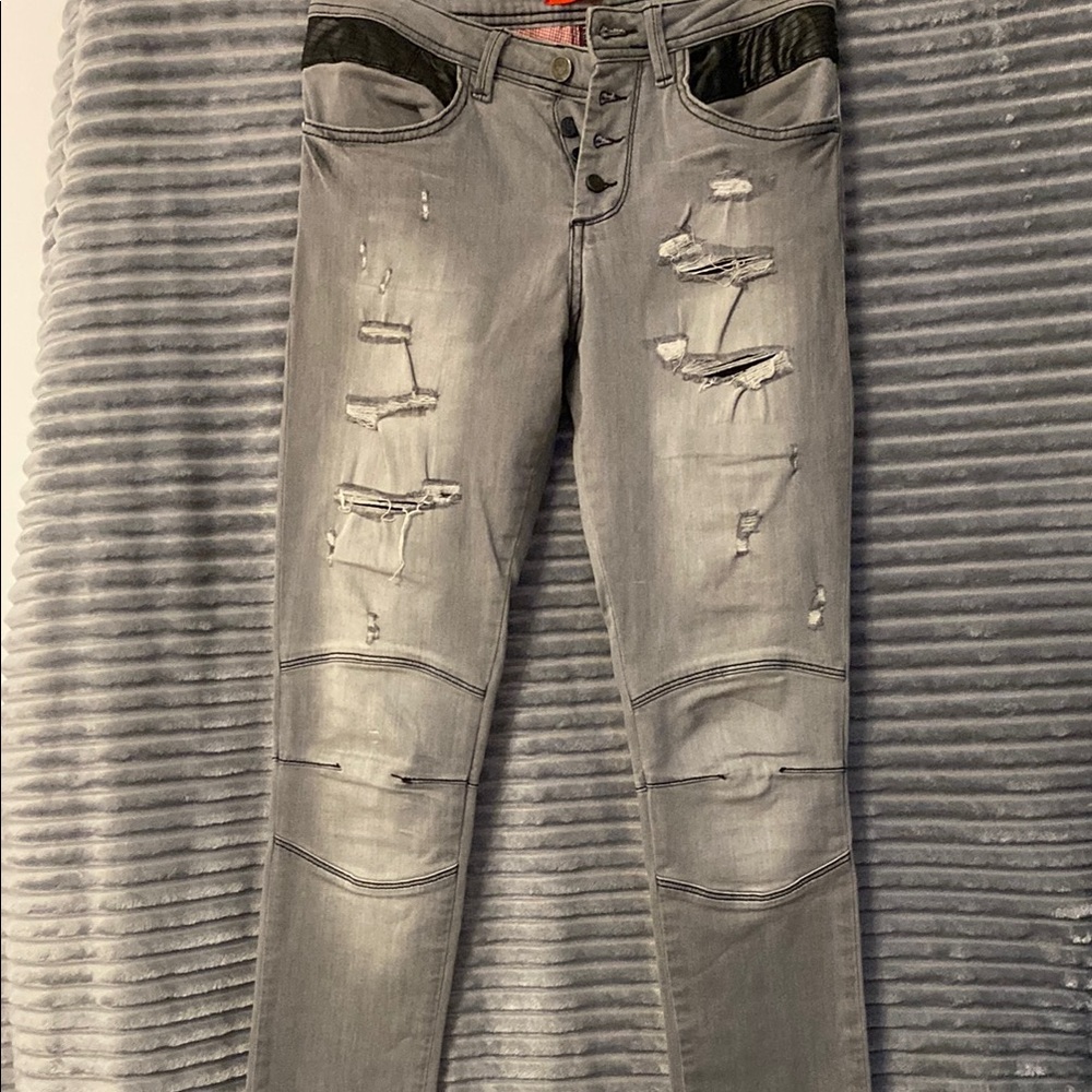 RNT23 Stylish Gray Distressed men’s Jeans